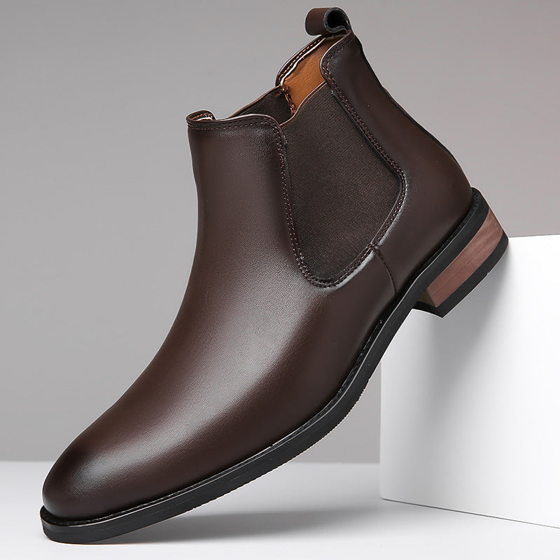 Italian Chelsea Men's High-top Casual Business Wear Pointed Leather Boots