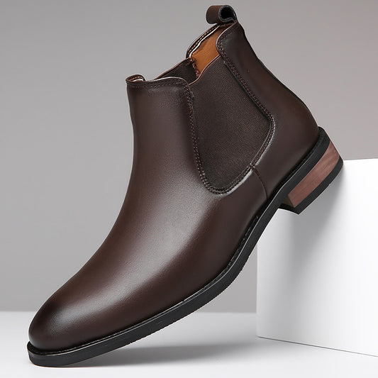 Italian Chelsea Men's High-top Casual Business Wear Pointed Leather Boots