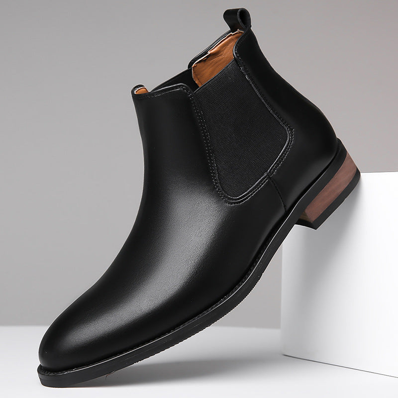 Italian Chelsea Men's High-top Casual Business Wear Pointed Leather Boots