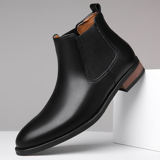 Italian Chelsea Men's High-top Casual Business Wear Pointed Leather Boots