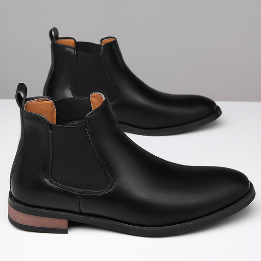 Italian Chelsea Men's High-top Casual Business Wear Pointed Leather Boots