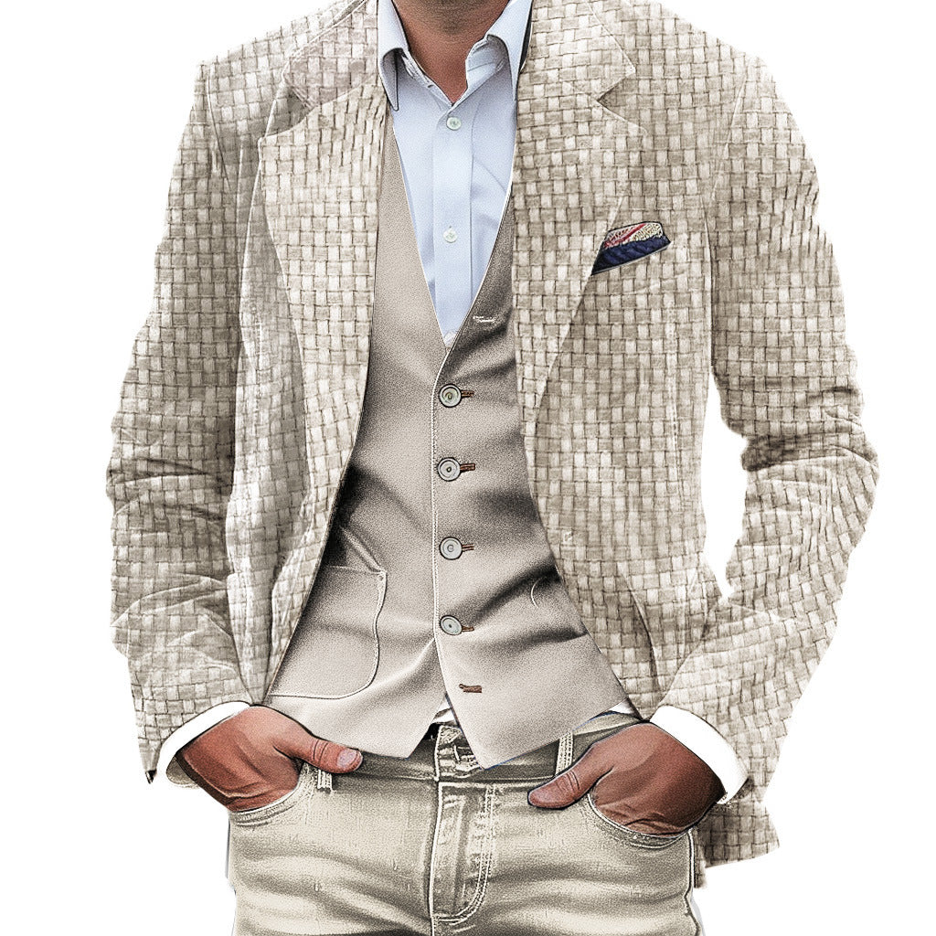 Final Printed Double Buckle Men's Plus Size Suit Coat