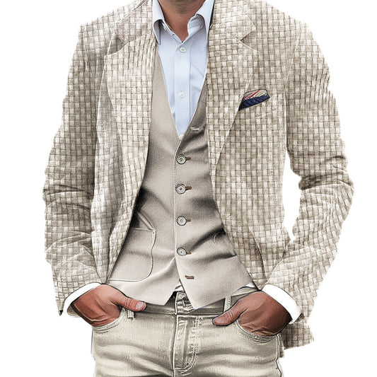 Final Printed Double Buckle Men's Plus Size Suit Coat