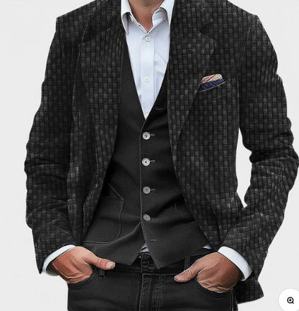 Final Printed Double Buckle Men's Plus Size Suit Coat