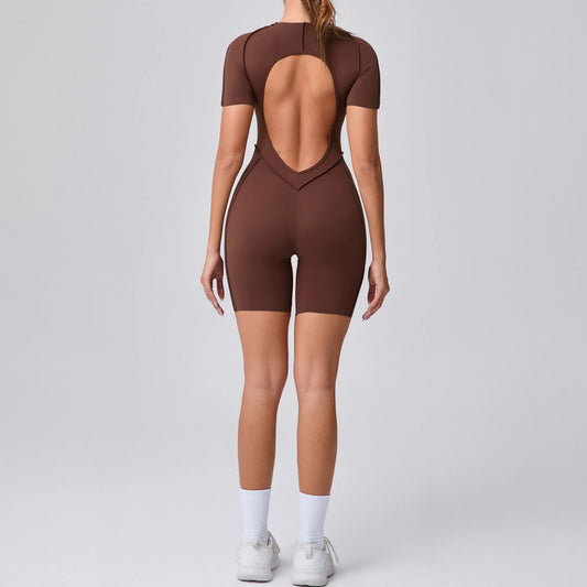 Women's Backless Scrunch Booty Jumpsuit – Gym, Yoga & Fitness Sportswear Set