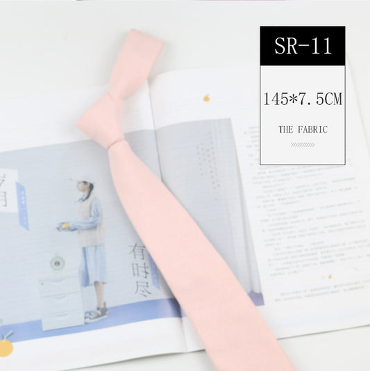 Casual Suede Pure Color Artistic Shirt Macaron Color 7cm Hand Tie