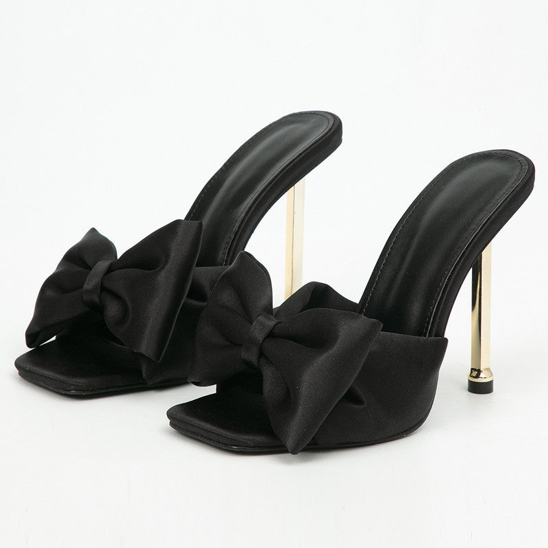 Women's Butterfly High Heel Square Toe Sandals