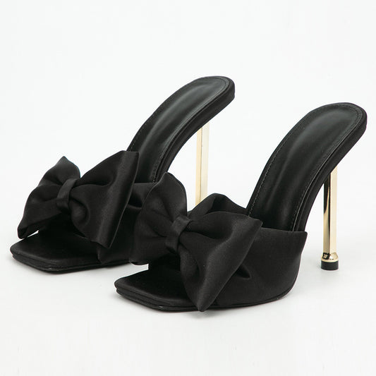 Women's Butterfly High Heel Square Toe Sandals