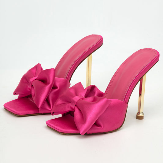 Women's Butterfly High Heel Square Toe Sandals