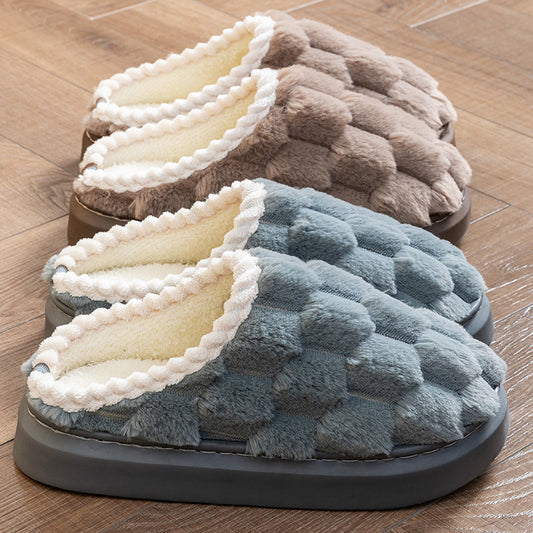 Indoor fluffy Non-slip Thick Bottom And Warm Keeping Cotton Slippers