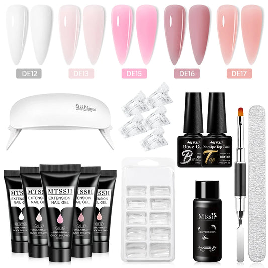 20Ml Extension Nail Gel Set Full Manicure Kit Nude Pnk White Quick Extension Nails Building Fingertips Tools Set