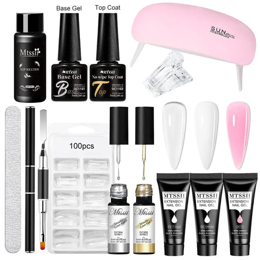 20Ml Extension Nail Gel Set Full Manicure Kit Nude Pnk White Quick Extension Nails Building Fingertips Tools Set
