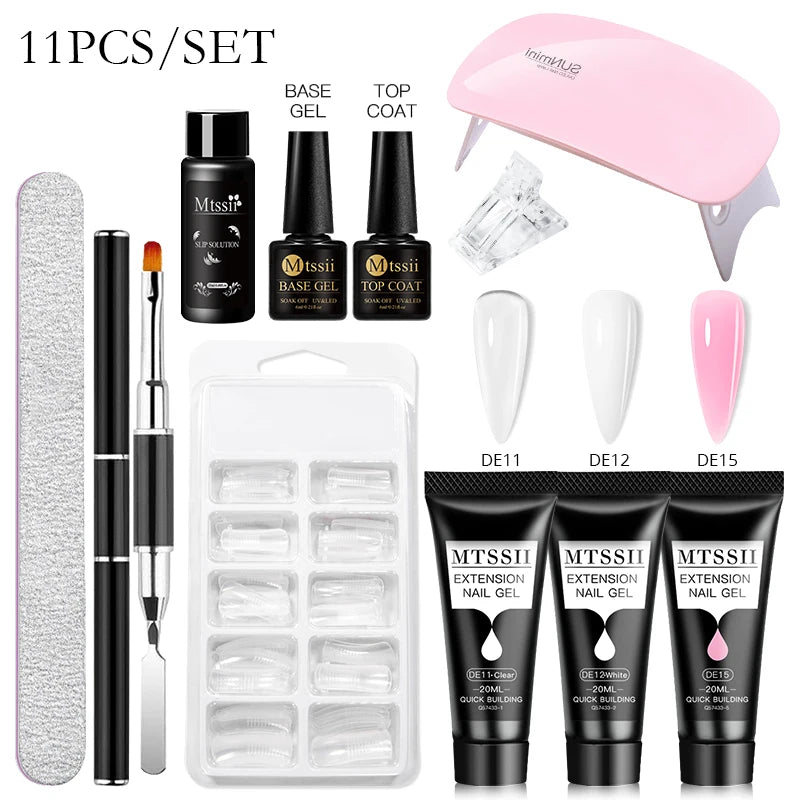 20Ml Extension Nail Gel Set Full Manicure Kit Nude Pnk White Quick Extension Nails Building Fingertips Tools Set