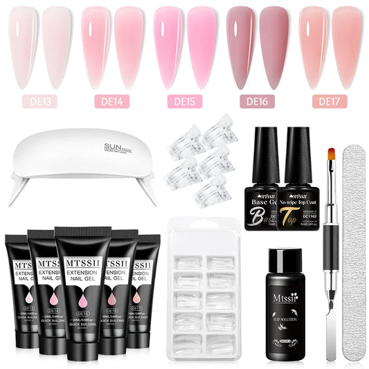 20Ml Extension Nail Gel Set Full Manicure Kit Nude Pnk White Quick Extension Nails Building Fingertips Tools Set