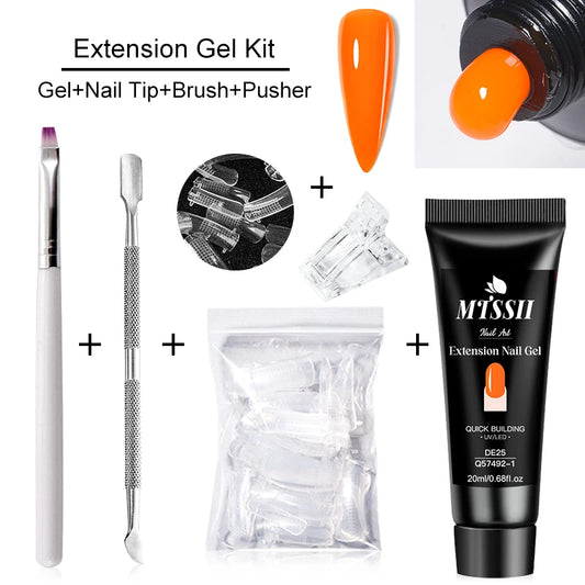 20Ml Extension Nail Gel Set Full Manicure Kit Nude Pnk White Quick Extension Nails Building Fingertips Tools Set