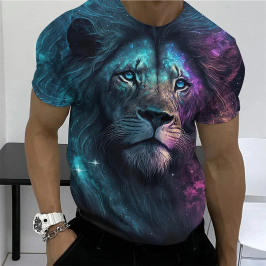 High Quailty Big Size Animal Lion Men T-Shirt 3D Print Polyester Breathable Lightweight Summer Essential Shirt Accept Custom