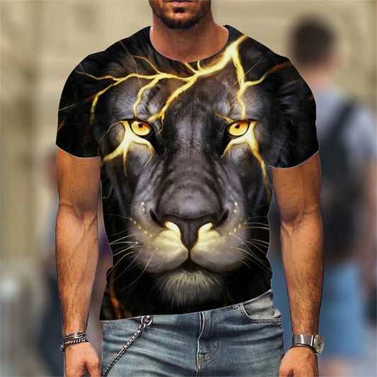High Quailty Big Size Animal Lion Men T-Shirt 3D Print Polyester Breathable Lightweight Summer Essential Shirt Accept Custom