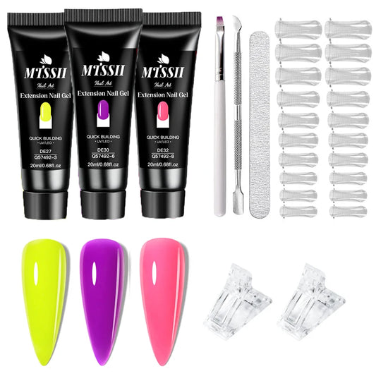 20Ml Extension Nail Gel Set Full Manicure Kit Nude Pnk White Quick Extension Nails Building Fingertips Tools Set