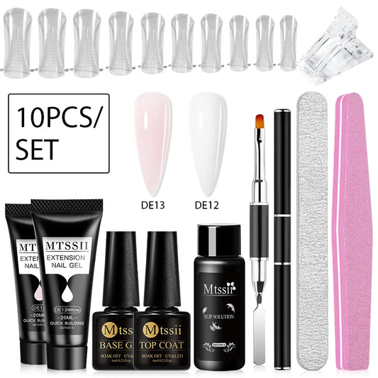 20Ml Extension Nail Gel Set Full Manicure Kit Nude Pnk White Quick Extension Nails Building Fingertips Tools Set