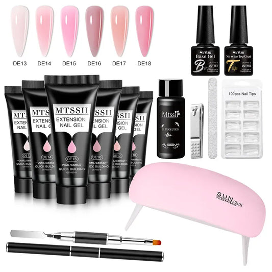 20Ml Extension Nail Gel Set Full Manicure Kit Nude Pnk White Quick Extension Nails Building Fingertips Tools Set