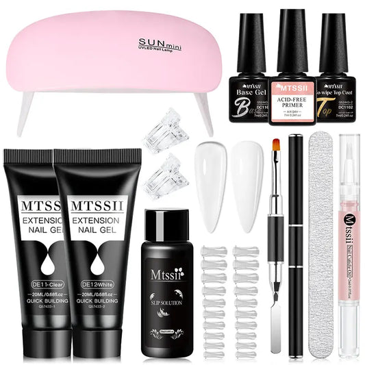 20Ml Extension Nail Gel Set Full Manicure Kit Nude Pnk White Quick Extension Nails Building Fingertips Tools Set
