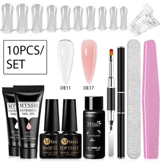 20Ml Extension Nail Gel Set Full Manicure Kit Nude Pnk White Quick Extension Nails Building Fingertips Tools Set