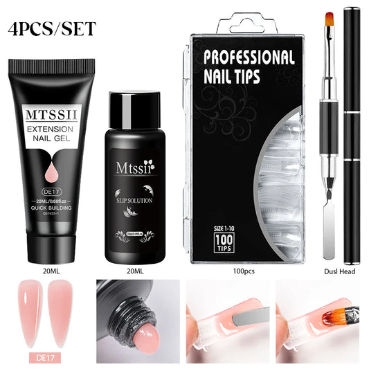 20Ml Extension Nail Gel Set Full Manicure Kit Nude Pnk White Quick Extension Nails Building Fingertips Tools Set