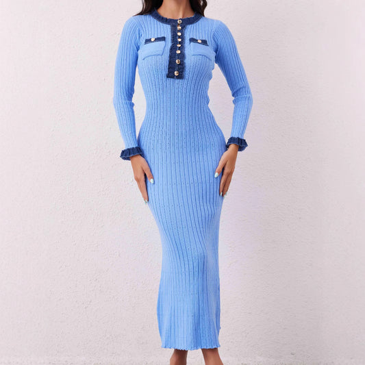 Women elegant Knitted Waist-controlled Slim Fit Slimming All-matching Dress