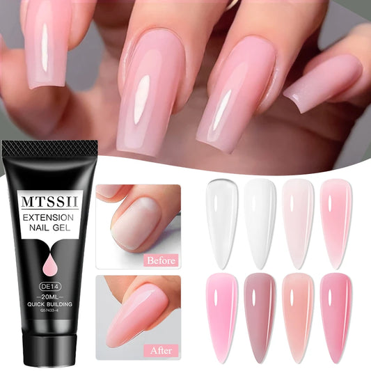 20Ml Extension Nail Gel Set Full Manicure Kit Nude Pnk White Quick Extension Nails Building Fingertips Tools Set
