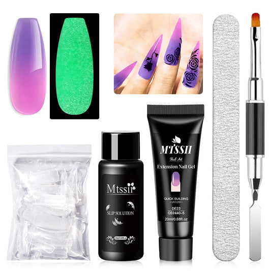 20Ml Extension Nail Gel Set Full Manicure Kit Nude Pnk White Quick Extension Nails Building Fingertips Tools Set