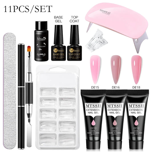 20Ml Extension Nail Gel Set Full Manicure Kit Nude Pnk White Quick Extension Nails Building Fingertips Tools Set