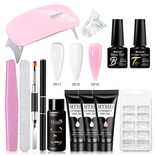 20Ml Extension Nail Gel Set Full Manicure Kit Nude Pnk White Quick Extension Nails Building Fingertips Tools Set