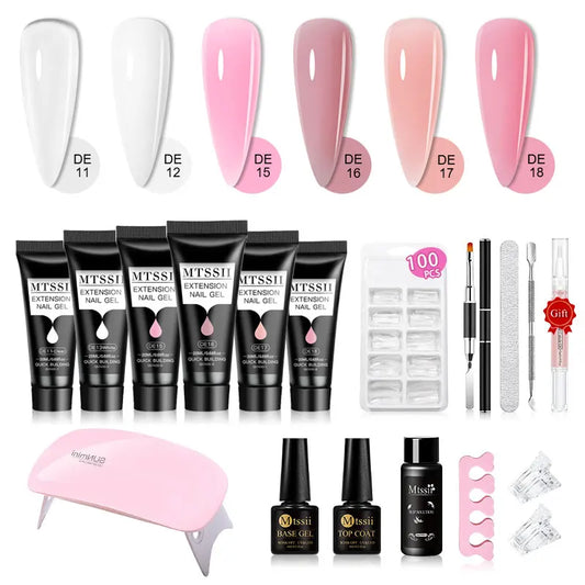 20Ml Extension Nail Gel Set Full Manicure Kit Nude Pnk White Quick Extension Nails Building Fingertips Tools Set