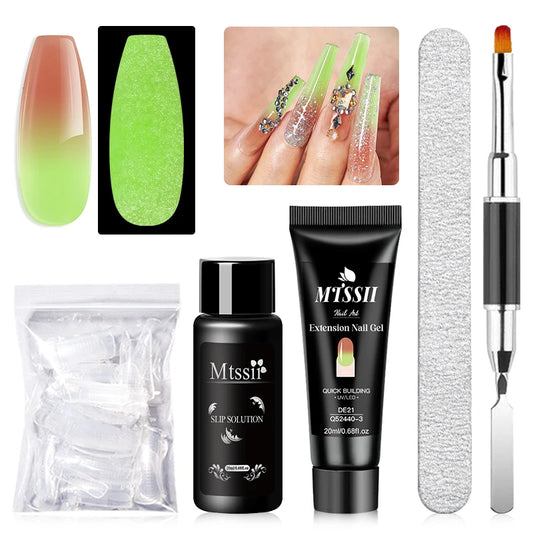 20Ml Extension Nail Gel Set Full Manicure Kit Nude Pnk White Quick Extension Nails Building Fingertips Tools Set