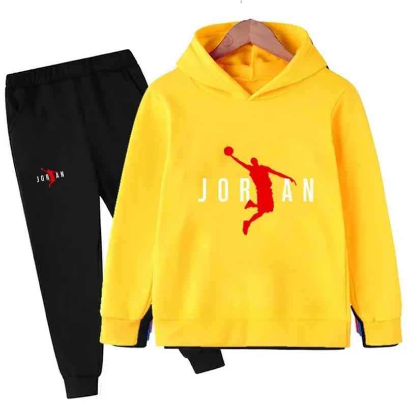 Kids Leisure Letter Print 2Pcs Hoodie+Pants Tracksuits 3-13 Years Boys-Girls Spring Autumn Outfits Street wears Children Clothes