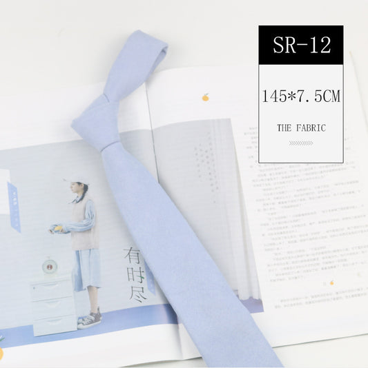 Casual Suede Pure Color Artistic Shirt Macaron Color 7cm Hand Tie