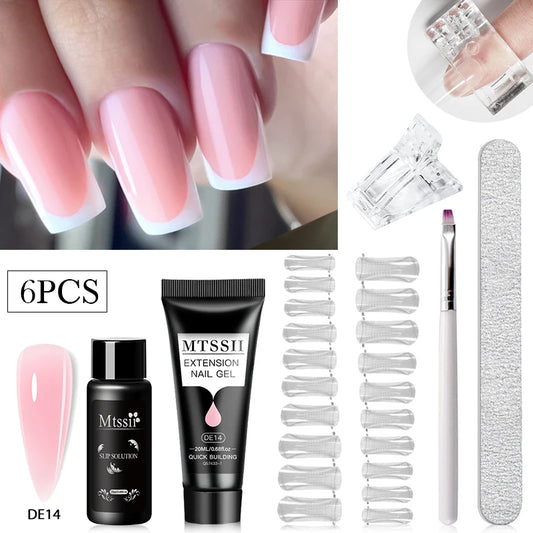 20Ml Extension Nail Gel Set Full Manicure Kit Nude Pnk White Quick Extension Nails Building Fingertips Tools Set