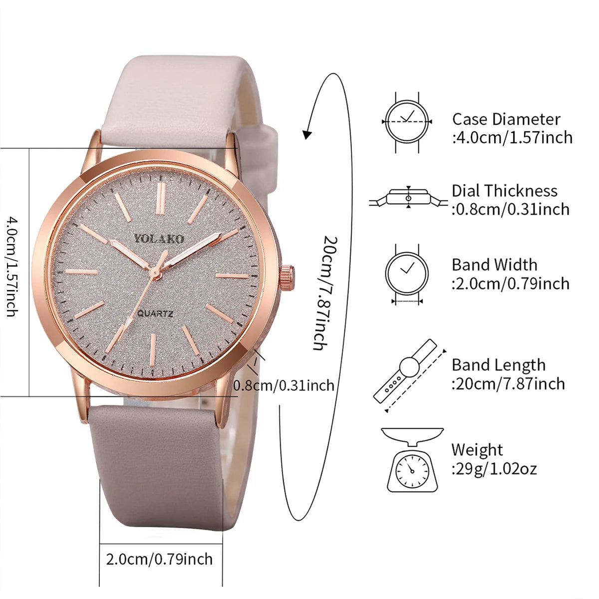 No package,6Pcs/Set Women Leather Band Quartz Watch and Lover Heart Rose Gold Color Jewelry Set