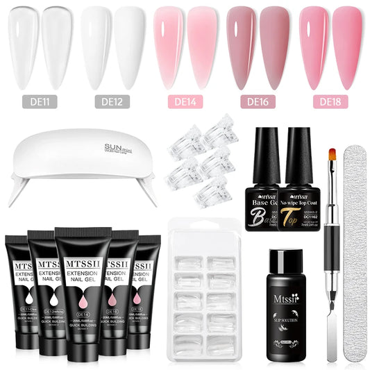 20Ml Extension Nail Gel Set Full Manicure Kit Nude Pnk White Quick Extension Nails Building Fingertips Tools Set