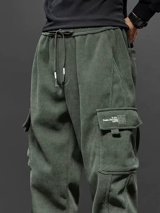  New Style Elastic Waist Casual Pants for Men Stretch Straight Drawstring Harem Jogging Sports Long Pants Male