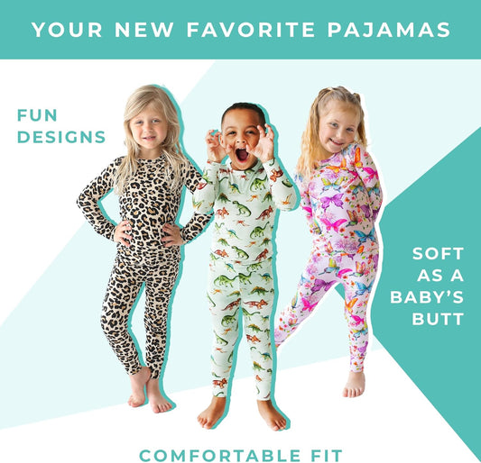 Girls Pajamas - Soft, Viscose from Bamboo Pjs for Kids - Matching, Long Sleeve Toddler Pajamas for Girls