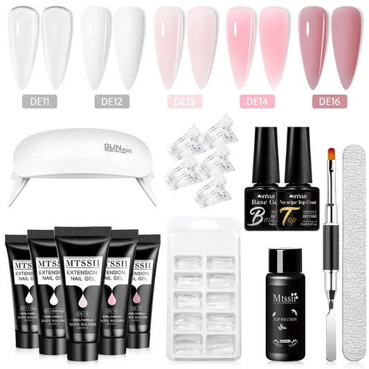 20Ml Extension Nail Gel Set Full Manicure Kit Nude Pnk White Quick Extension Nails Building Fingertips Tools Set