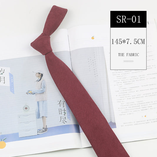 Casual Suede Pure Color Artistic Shirt Macaron Color 7cm Hand Tie