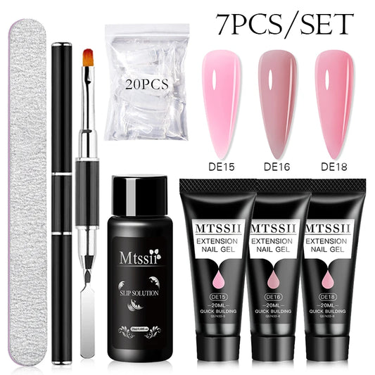 20Ml Extension Nail Gel Set Full Manicure Kit Nude Pnk White Quick Extension Nails Building Fingertips Tools Set