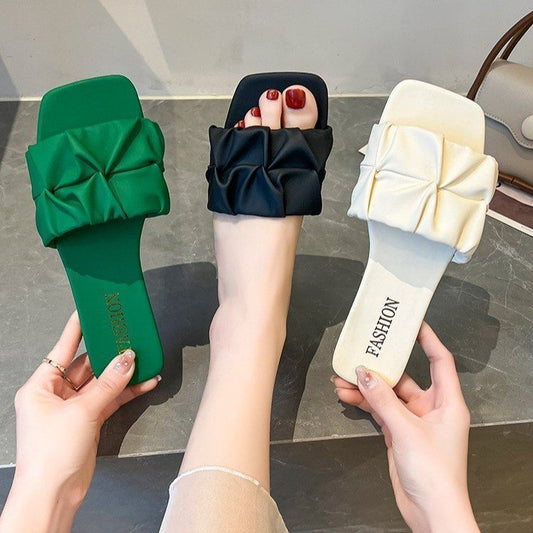 Women's summer Flat Plus Size Square Toe Slippers