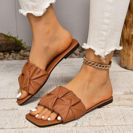 Women's summer Flat Plus Size Square Toe Slippers