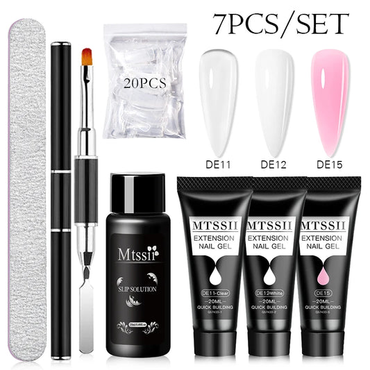 20Ml Extension Nail Gel Set Full Manicure Kit Nude Pnk White Quick Extension Nails Building Fingertips Tools Set