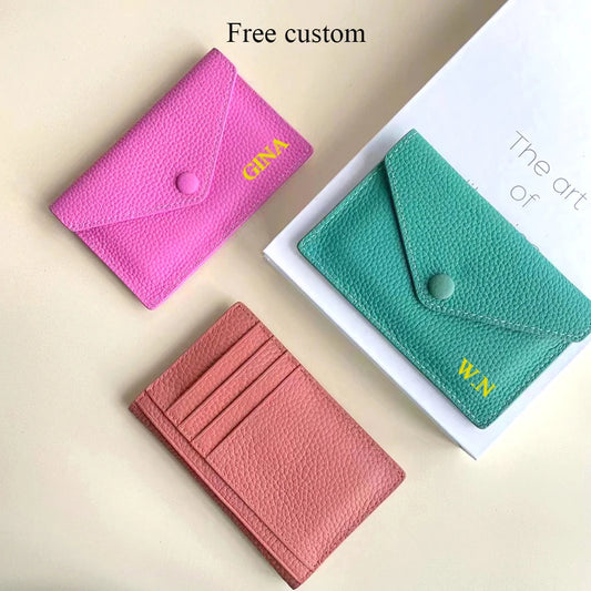 Custom  Small Wallet Fashion Luxury Personalize Name Envelope Card Holder Purse,  Gift