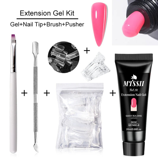 20Ml Extension Nail Gel Set Full Manicure Kit Nude Pnk White Quick Extension Nails Building Fingertips Tools Set