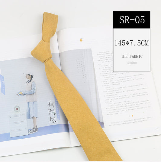 Casual Suede Pure Color Artistic Shirt Macaron Color 7cm Hand Tie
